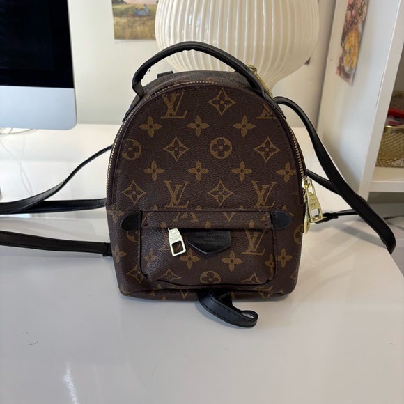 Faux LV Brown & Black Monogram Mini Backpack - Picture 2 of 9
